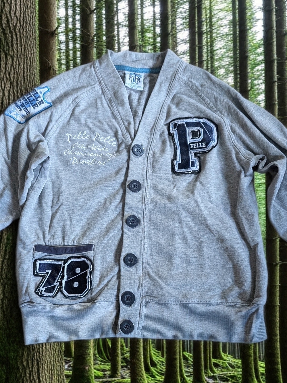 Pelle Pelle Gray Button-Up Sweater Cardigan 14/16